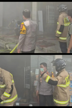 Respon Cepat, Kapolres Lebak Tinjau Langsung Penanganan Kebakaran Almond Super Rangkasbitung.Senin,(22/12/2025)