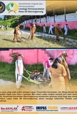 Lapas Siborongborong Bersihkan Lapangan Sepak Bola Mini Sambut HBP Ke-62