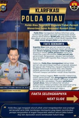 Polda Riau Tegaskan Kapolda Tidak Pernah Menerima Dana Renovasi Rumah Dinas
